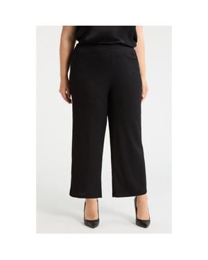 Anne Klein Pull-On Crop Wide Leg Pants - Black