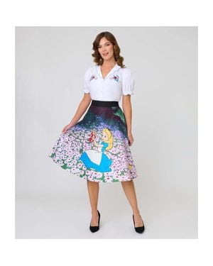 Unique Vintage Retro Style High Waist Vivien Swing Skirt - Blue