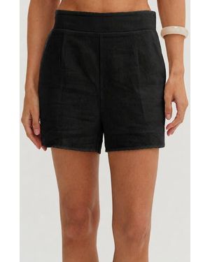 Crescent Easy Wear Linen Blend Shorts - Black