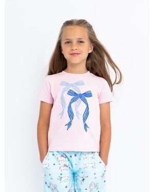 PREPPY GOOSE Bow Print Short Sleeve T-Shirt - White