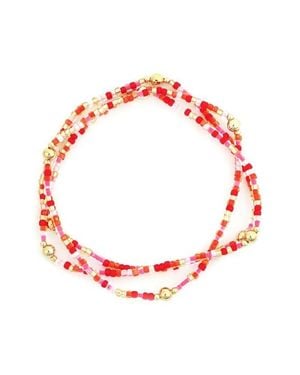 Panacea Beaded Stretch Bracelet - Red