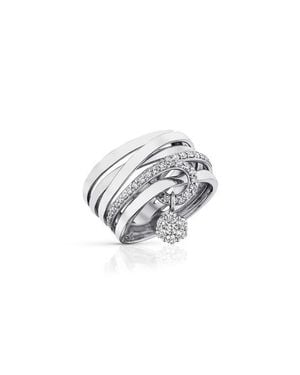 Hueb Diamond Flower Stack Ring - White
