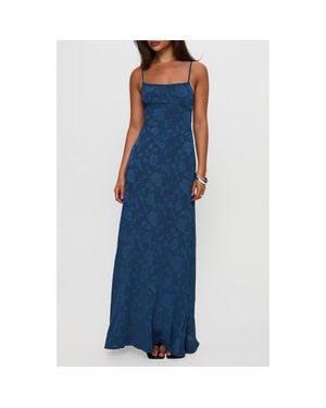 Princess Polly South Of France Floral Burnout Maxi Dress - Blue