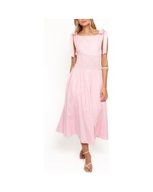 Petal & Pup Leticia Polka Dot Cotton Midi Dress - Pink