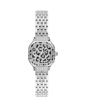 Michele Mini Meggie Leopard Dial Diamond Bracelet Watch, 23Mm X 25Mm - Metallic