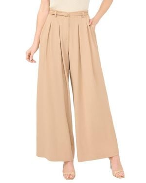 Halogen® Belted Pleated High Waist Wide Leg Pants - Natural