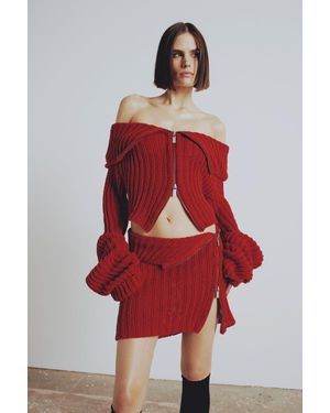 Pcfg Cashmere Blend Your *Itch Zipped Knit Skirt - Red