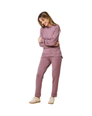 Softies Athleisure Crewneck And Crop Pant Set - Pink