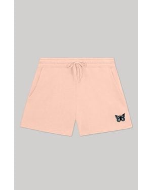 Alix Butterfly Midweight Washed Fleece Shorts - Pink