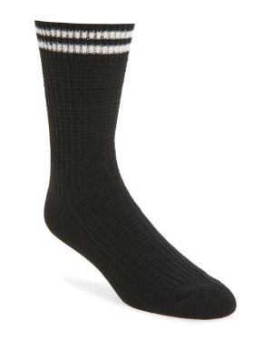 Nordstrom Waffle Texture Cotton Blend Crew Socks - Black