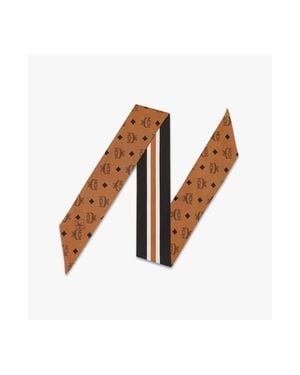 MCM Monogram Print Petite Silk Scarf - White