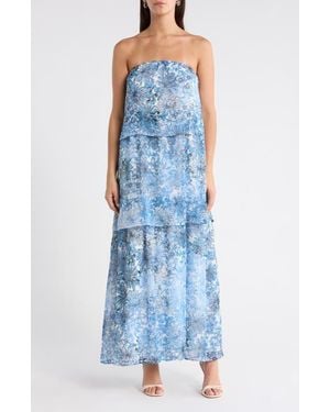 Sugarlips Tierra Floral Briary Strapless Dress - Blue