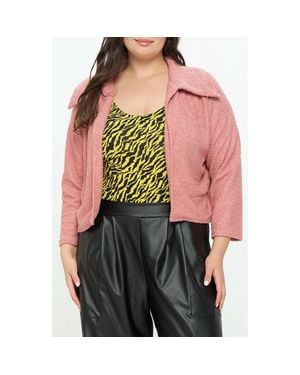 L I V D Erica Faux Shearling Crop Jacket - Red