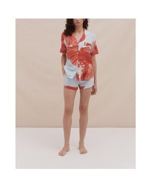 Desmond & Dempsey Short Sleeve Pajama Set - Orange
