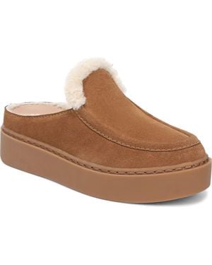 FAVORITE DAUGHTER Sunny Genuine Shearling Lined Platform Clog - Brown