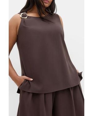 City Chic Kehlani Sleeveless Top - Brown