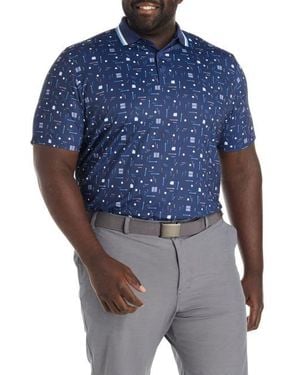 Callaway Apparel Big & Tall Printed Performance Polo Shirt - Blue