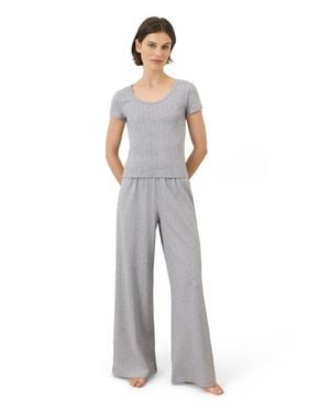 Pact Organic Cotton Pointelle Scoop Neck Tee - Gray