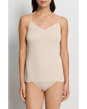 Hanro Cotton Seamless Spaghetti Camisole - Natural