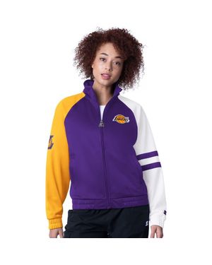 Starter Los Angeles Lakers Line Up Dolman Raglan Full-Zip Track Jacket - Purple