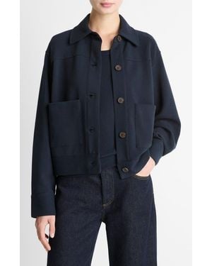 Vince Double-Face Cropped Jacket - Blue