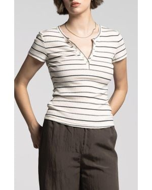 WEEKEND LOS ANGELES Isabella Stripe Rib Top - Gray