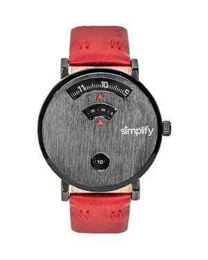 Simplify The 7000 Leather-Band Watch - Gray