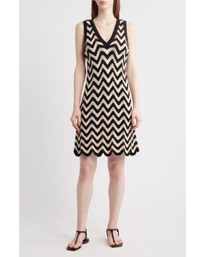 525 America Lauren Chevron Cotton Minidress - Black