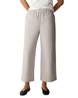 Eileen Fisher Wide Leg Stretch Organic Cotton Ankle Pants - Gray