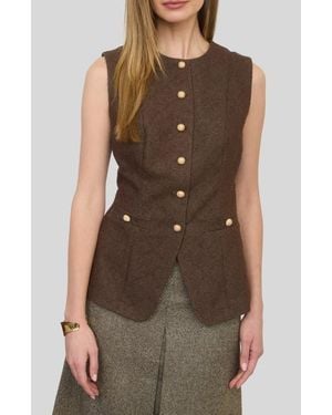 ZOE AND CLAIRE Diamond Quilted Vest - Brown