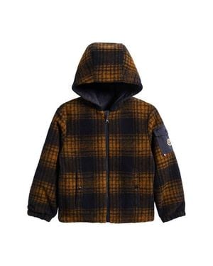 Moncler Kids' Aubrac Hooded Plaid Fleece Jacket - Black