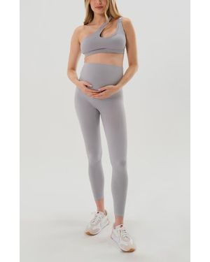 AXK Athletic Maternity Legging With Scrunch Butt Design And Supportive Belly Band - Gray