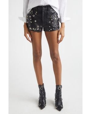 R13 Studded Five-Pocket Leather Shorts - Black