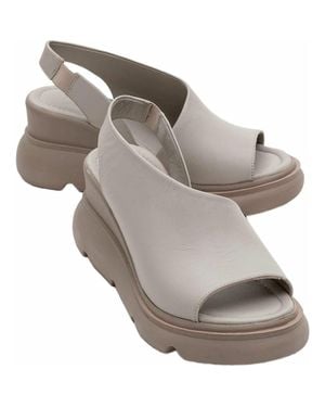 Forever & Always Shoes Agusto Leather Platform Sandal - Gray