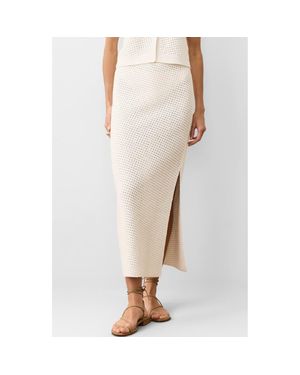 Marine Layer Sands Open Stitch Midi Sweater Skirt - Natural