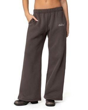 Edikted We'Re Logo Wide Leg Sweatpants - Brown
