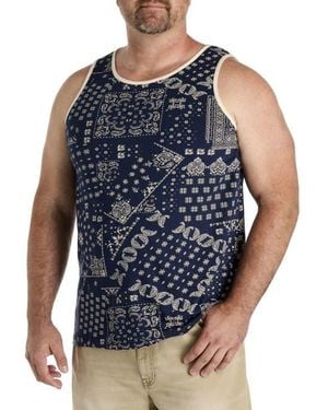 True Nation by DXL Big & Tall Paisley Sleeveless T-Shirt - Blue