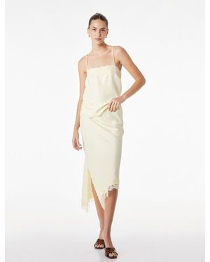 Koton Spaghetti Strap Lace Trim Satin Top - Natural