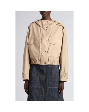 Moncler Carex Hooded Cotton Blend Poplin Jacket - Natural