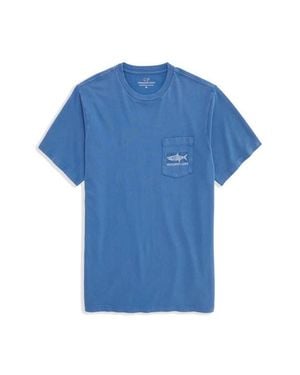 Vineyard Vines Drift Dye Tarpon Whale Cotton Graphic Pocket T-Shirt - Blue