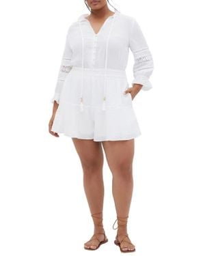 City Chic Long Sleeve Woven Romper - White