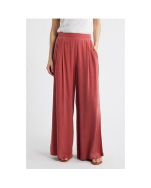 Cloth & Stone Pleated Wide Leg Palazzo Pants - Red