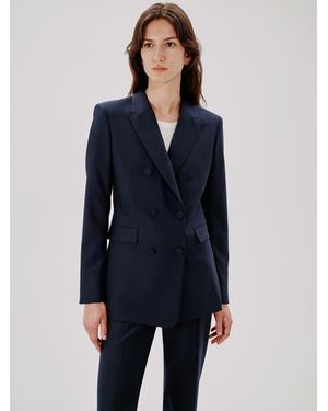 Another Tomorrow Double-Breasted Jacket - Blue