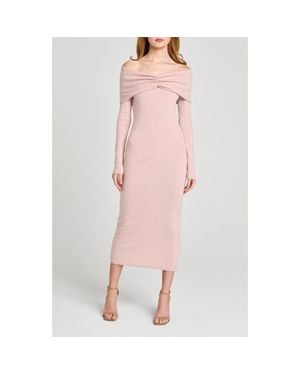 Wayf Alice Off The Shoulder Long Sleeve Knit Dress - Pink