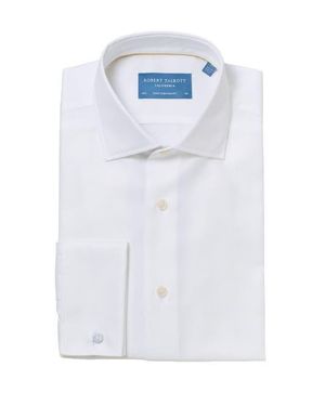 Robert Talbott Reynolds French Cuff Herringbone Contemporary Fit Shirt - White