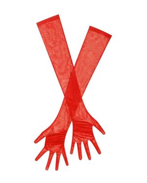 Miss Circle Qira Mesh Opera-Length Gloves - Red