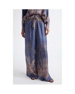 Zimmermann Valiant Print Silk Wide Leg Pants - Blue