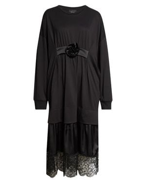 Simone Rocha Oversized Gathered Rose Lace Dress - Black