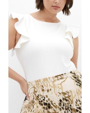 City Chic Daphne Ruffle Sleeve Bodysuit - White