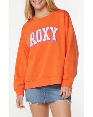 Roxy Morning Hike Oversize Fleece Logo Graphic Sweatshirt - Orange